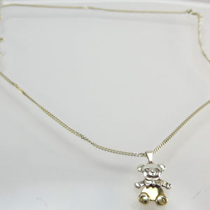 Modische 925er Silber Kette mit Teddybär Anhänger