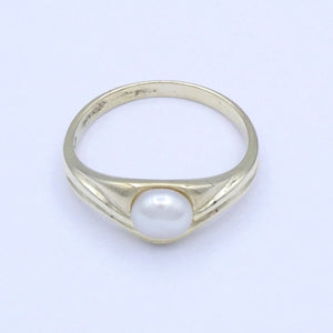 Vintage Damenring mit Perle / 333er - 8 Karat Gelbgold - 52 16,5 mm Ø